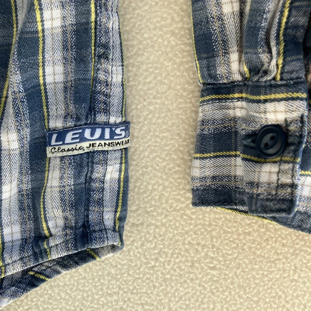 Levis Vintage Flannel Shirt Mens L Plaid Long Sleeve Button‎ Y2K Rockabilly